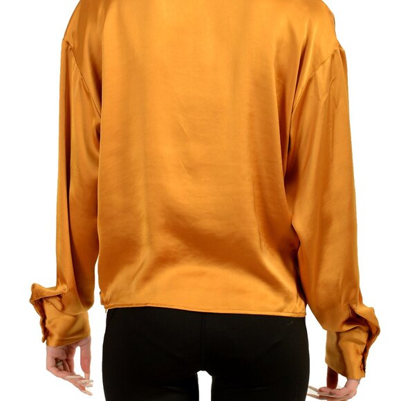 Hugo Boss Women's "C_Blavy" Bronze Silk Long Sleeve Blouse Top US 12 IT 48 - Picture 3 of 6